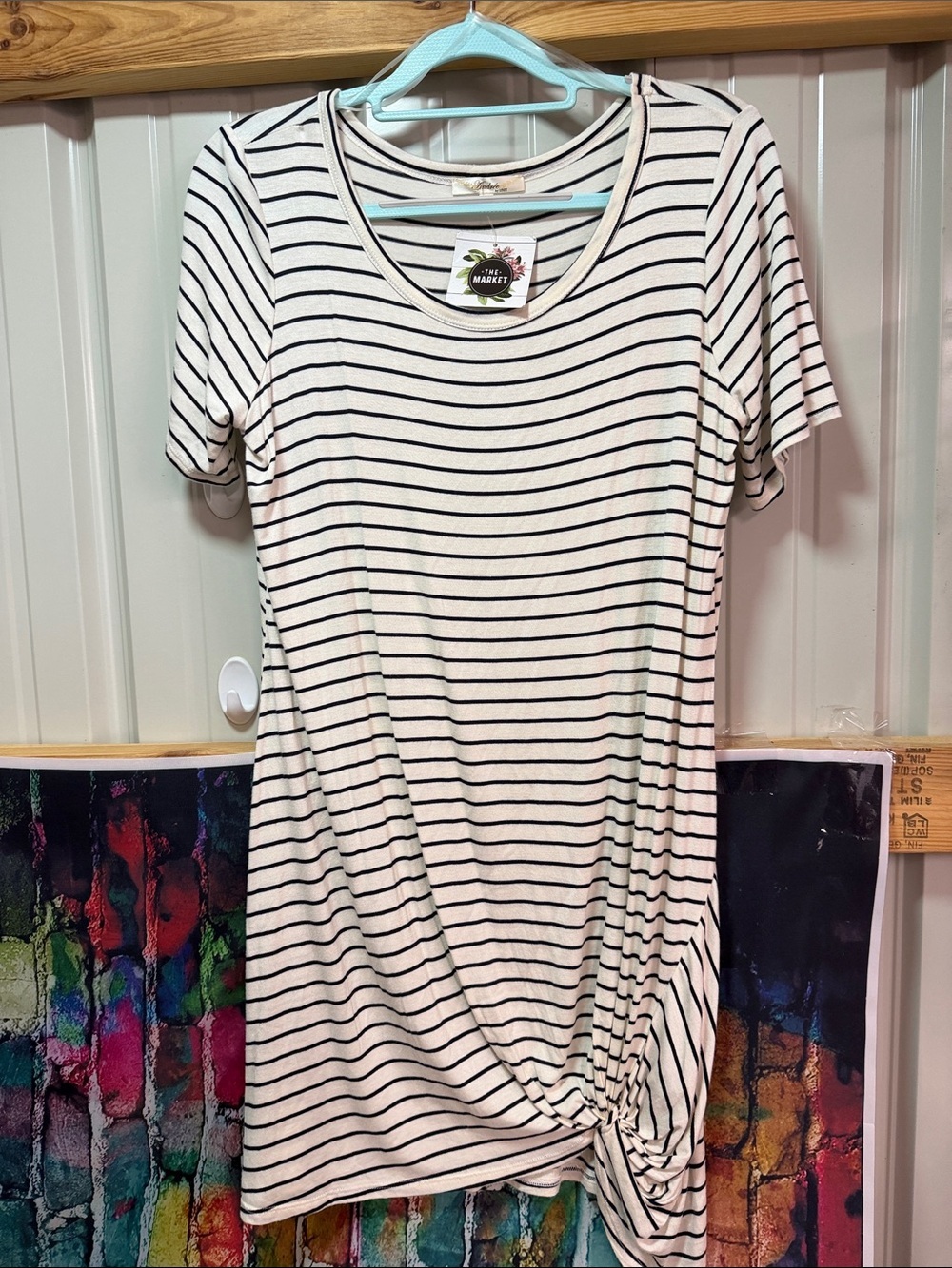 Andree Cream and Black Striped Tie-Knot Tunic
